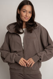 WASHED EFFECT HOODIE BROWN - NARVIK