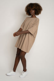 OVERSIZED T-SHIRT WITH A DELICATE WASH EFFECT, BEIGE - KOMODO