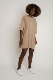 OVERSIZED T-SHIRT WITH A DELICATE WASH EFFECT, BEIGE - KOMODO