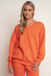 BLUZA Z DEKOLTEM OVERSIZE POMARAŃCZOWA- BISCOE