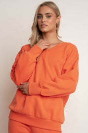 BLUZA Z DEKOLTEM OVERSIZE POMARAŃCZOWA- BISCOE