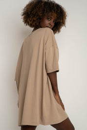 OVERSIZED T-SHIRT WITH A DELICATE WASH EFFECT, BEIGE - KOMODO
