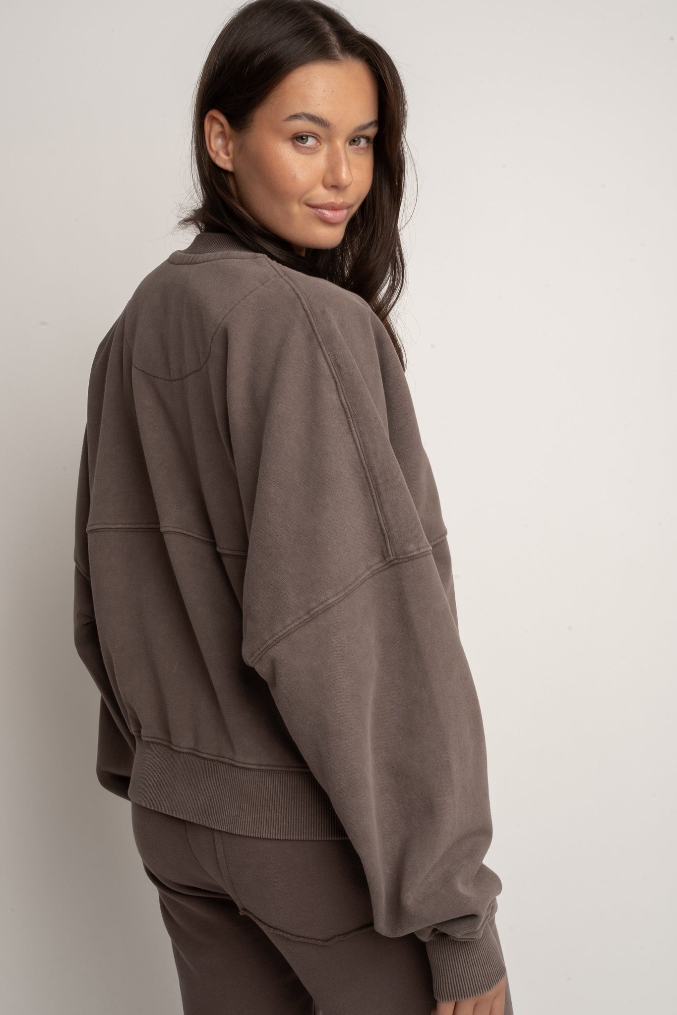 BROWN WASHED BASEBALL SWEATSHIRT - ALESUND