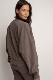 BROWN WASHED BASEBALL SWEATSHIRT - ALESUND
