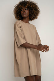 OVERSIZED T-SHIRT WITH A DELICATE WASH EFFECT, BEIGE - KOMODO