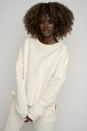 BLUZA O KROJU REGULAR FIT Z DŁUŻSZYM TYŁEM 2nd DROP ECRU - COOK