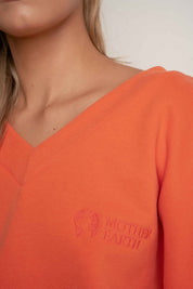 BLUZA Z DEKOLTEM OVERSIZE POMARAŃCZOWA- BISCOE
