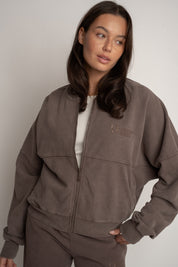 BROWN WASHED BASEBALL SWEATSHIRT - ALESUND