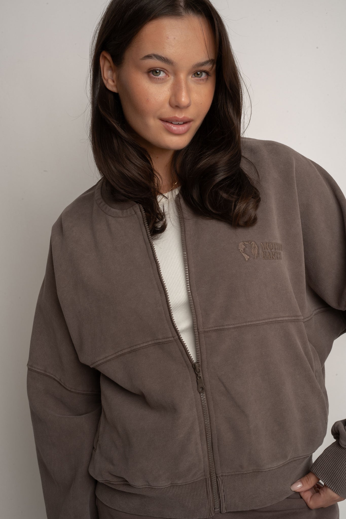 BROWN WASHED BASEBALL SWEATSHIRT - ALESUND