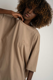 OVERSIZED T-SHIRT WITH A DELICATE WASH EFFECT, BEIGE - KOMODO