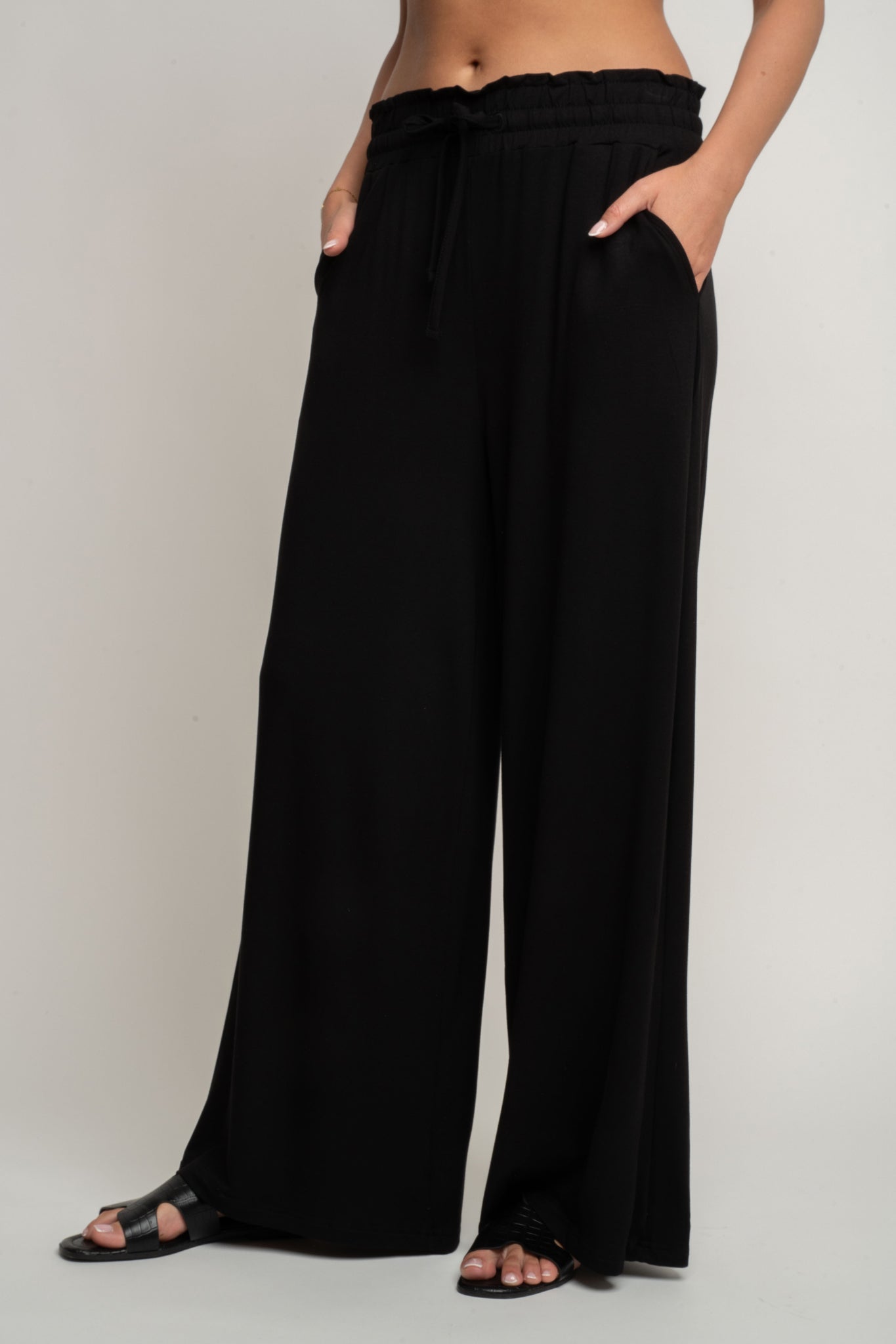 WOMEN'S VISCOSE TROUSERS BLACK - ELYSIA