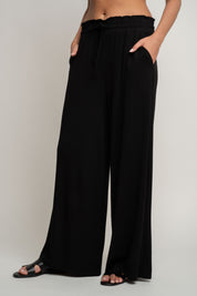 WOMEN'S VISCOSE TROUSERS BLACK - ELYSIA