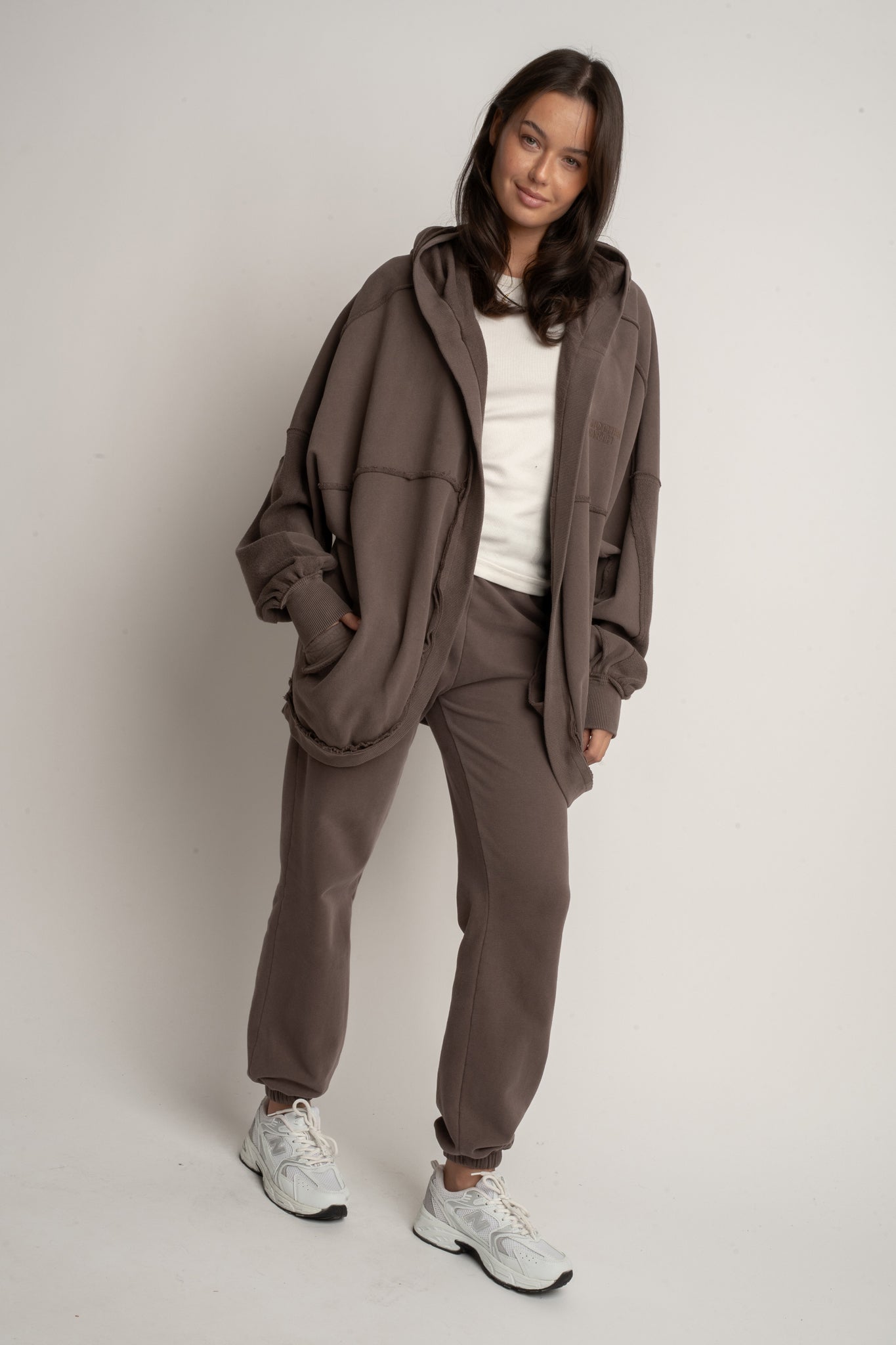 BROWN WASHED EFFECT HOODIE - LUND