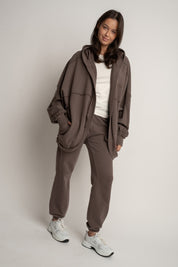 BROWN WASHED EFFECT HOODIE - LUND