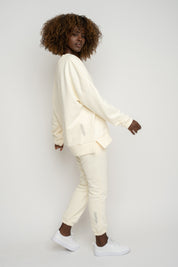 BLUZA OVERSIZE Z SZEROKIM DEKOLTEM ECRU - MULL