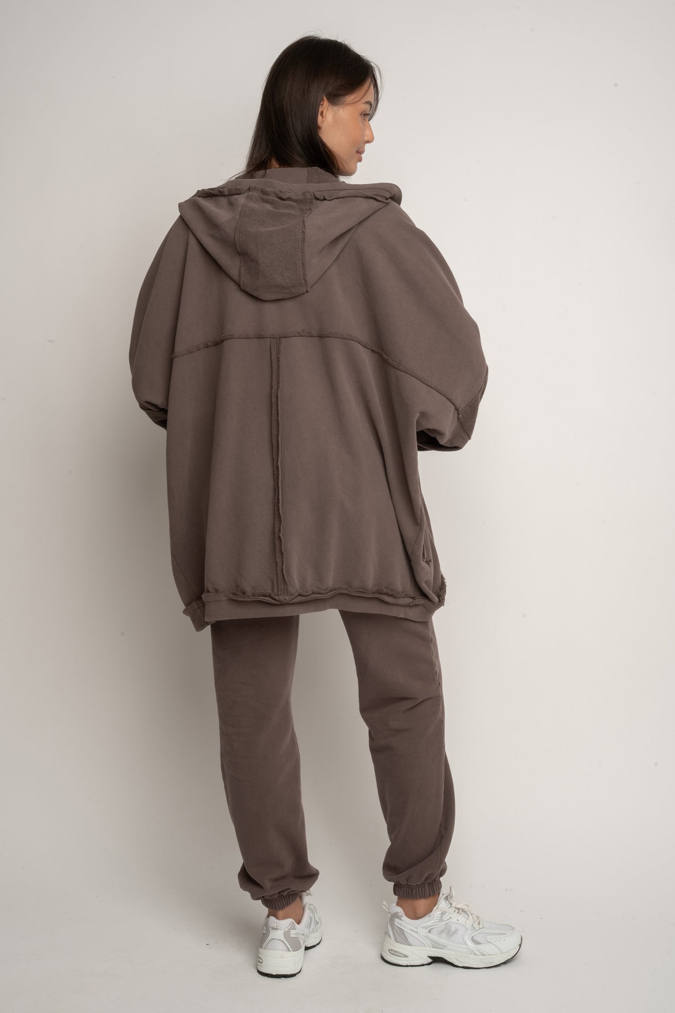 BROWN WASHED EFFECT HOODIE - LUND