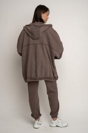 BROWN WASHED EFFECT HOODIE - LUND