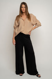 WOMEN'S VISCOSE TROUSERS BLACK - ELYSIA