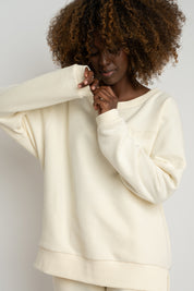 BLUZA OVERSIZE Z SZEROKIM DEKOLTEM ECRU - MULL