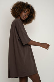 OVERSIZED T-SHIRT WITH A SUBSTANTIAL WASH EFFECT, DARK BROWN - KOMODO