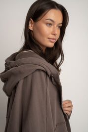 BROWN WASHED EFFECT HOODIE - LUND