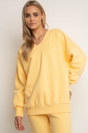 BLUZA Z DEKOLTEM OVERSIZE ŻÓŁTA - BISCOE