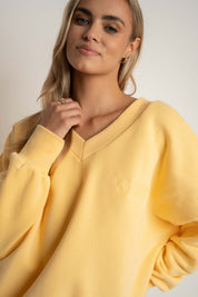 BLUZA Z DEKOLTEM OVERSIZE ŻÓŁTA - BISCOE