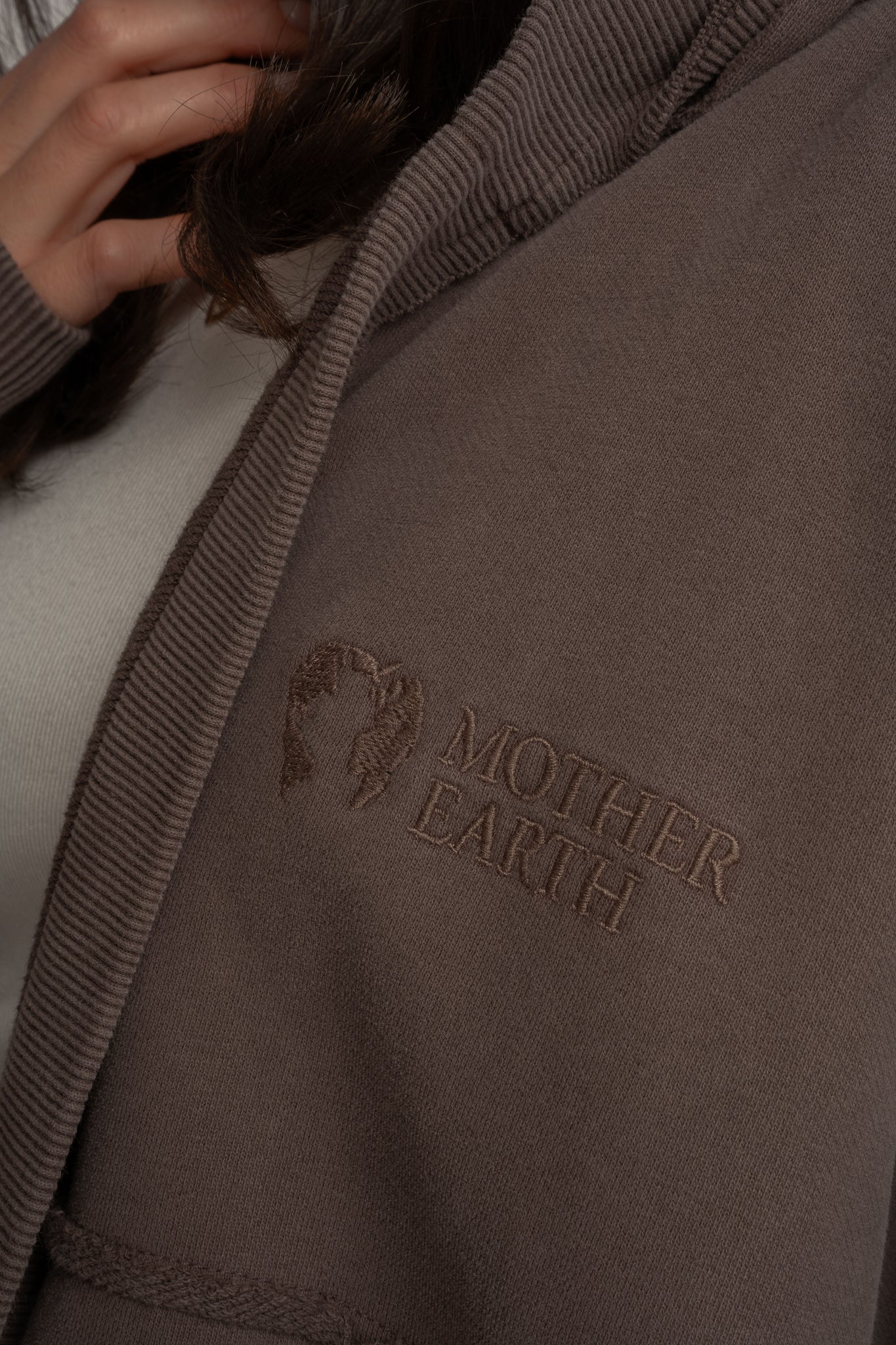 BROWN WASHED EFFECT HOODIE - LUND
