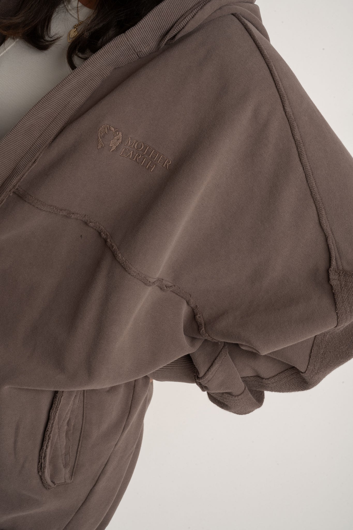 BROWN WASHED EFFECT HOODIE - LUND