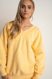 BLUZA Z DEKOLTEM OVERSIZE ŻÓŁTA - BISCOE