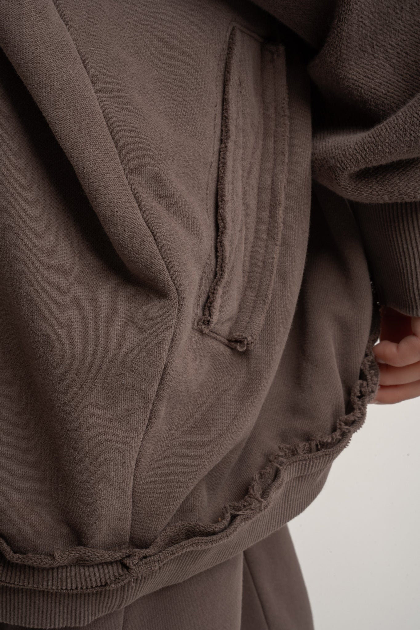 BROWN WASHED EFFECT HOODIE - LUND