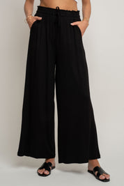 WOMEN'S VISCOSE TROUSERS BLACK - ELYSIA