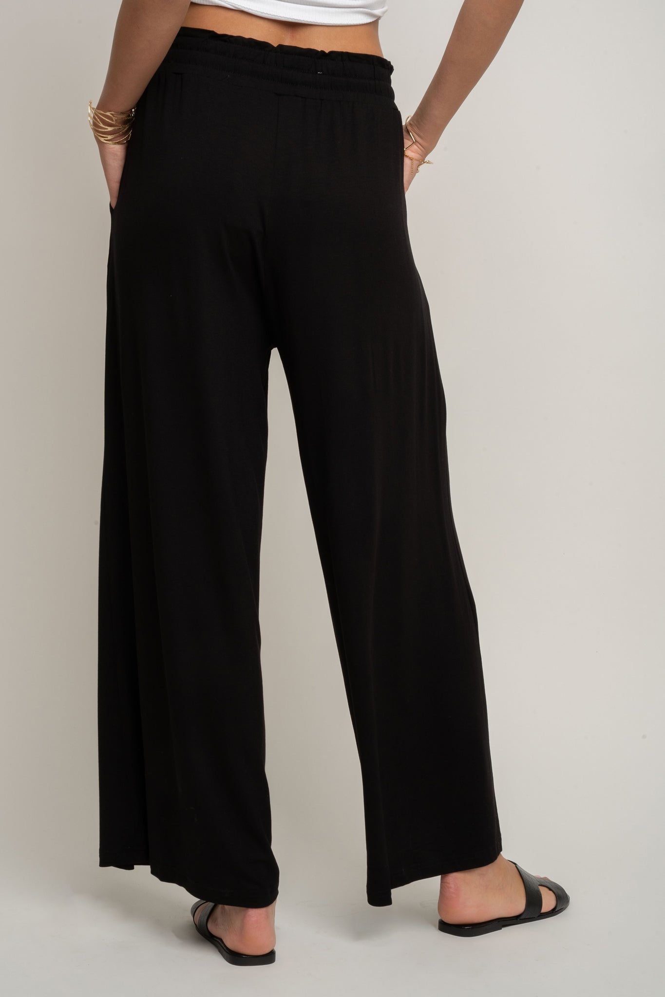 WOMEN'S VISCOSE TROUSERS BLACK - ELYSIA