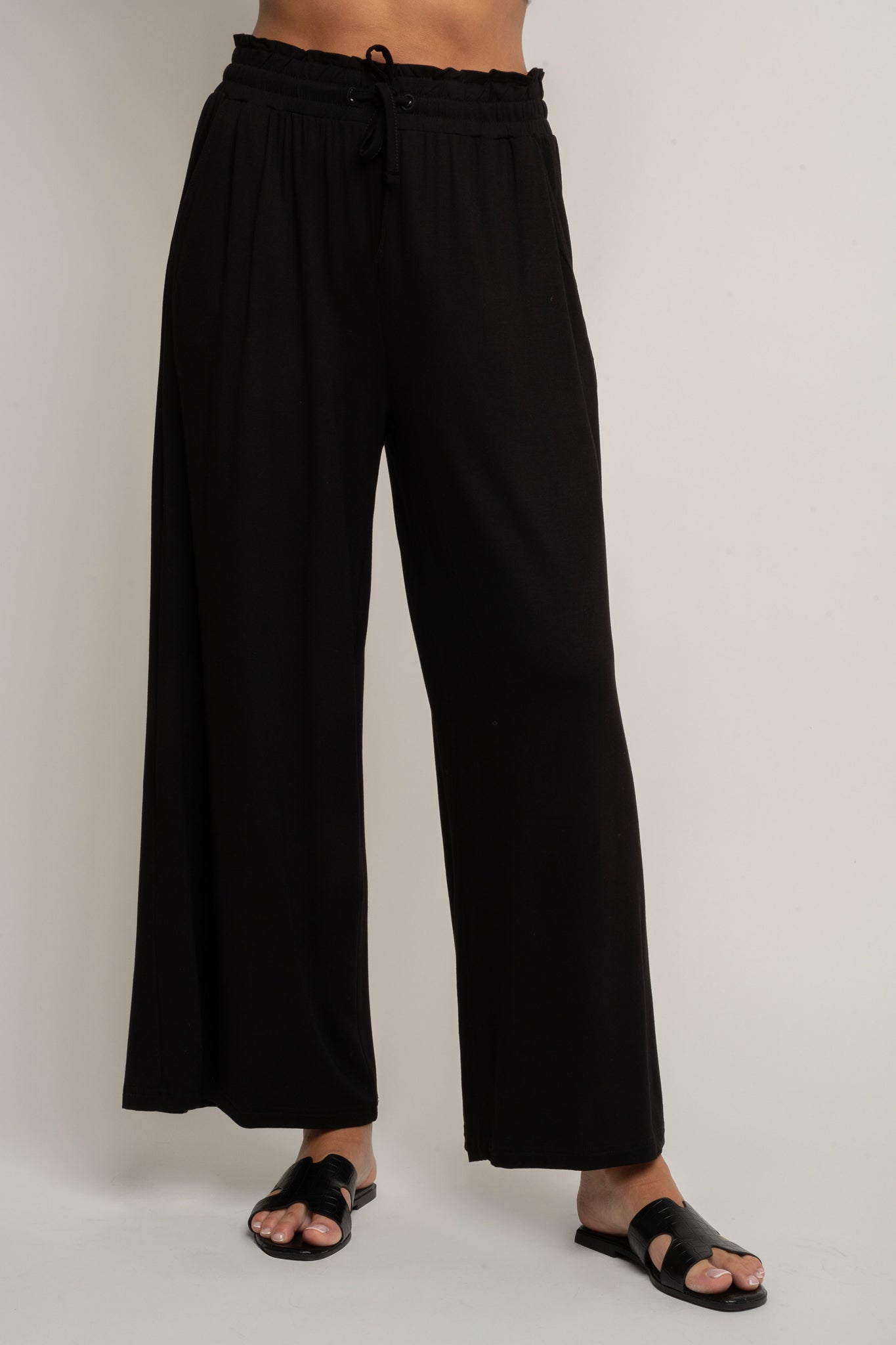 WOMEN'S VISCOSE TROUSERS BLACK - ELYSIA