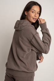 WASHED EFFECT HOODIE BROWN - KUOPIO