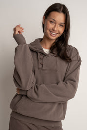 WASHED EFFECT HOODIE BROWN - KUOPIO