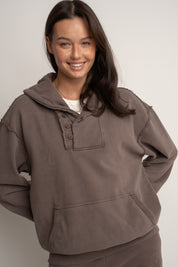 WASHED EFFECT HOODIE BROWN - KUOPIO