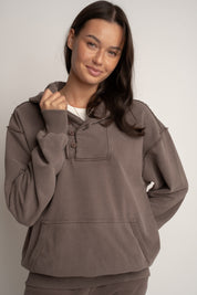 WASHED EFFECT HOODIE BROWN - KUOPIO