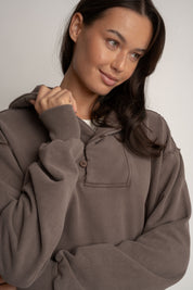 WASHED EFFECT HOODIE BROWN - KUOPIO