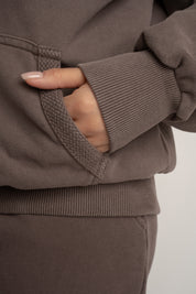 WASHED EFFECT HOODIE BROWN - KUOPIO