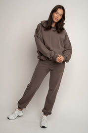 OVERSIZED WASHED EFFECT HOODIE BROWN - OSLO