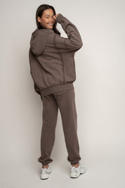 OVERSIZED WASHED EFFECT HOODIE BROWN - OSLO