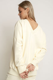 BLUZA Z DEKOLTEM OVERSIZE KREMOWA - BISCOE