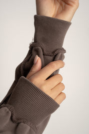 OVERSIZED WASHED EFFECT HOODIE BROWN - OSLO