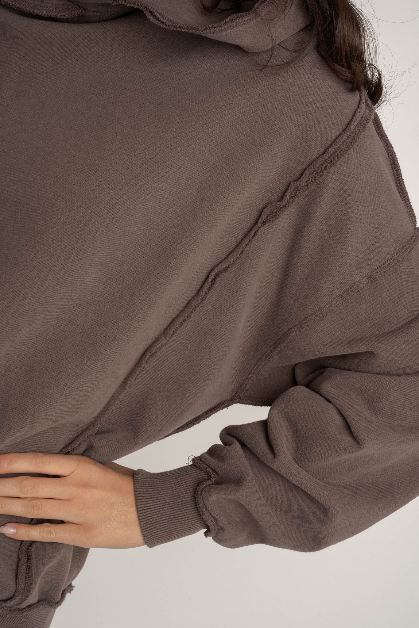 OVERSIZED WASHED EFFECT HOODIE BROWN - OSLO