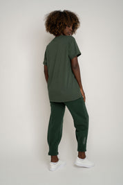 T-SHIRT OVERSIZE Z DELIKATNYM EFEKTEM SPRANIA ZIELONY - MORAINE