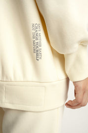 BLUZA Z DEKOLTEM OVERSIZE KREMOWA - BISCOE
