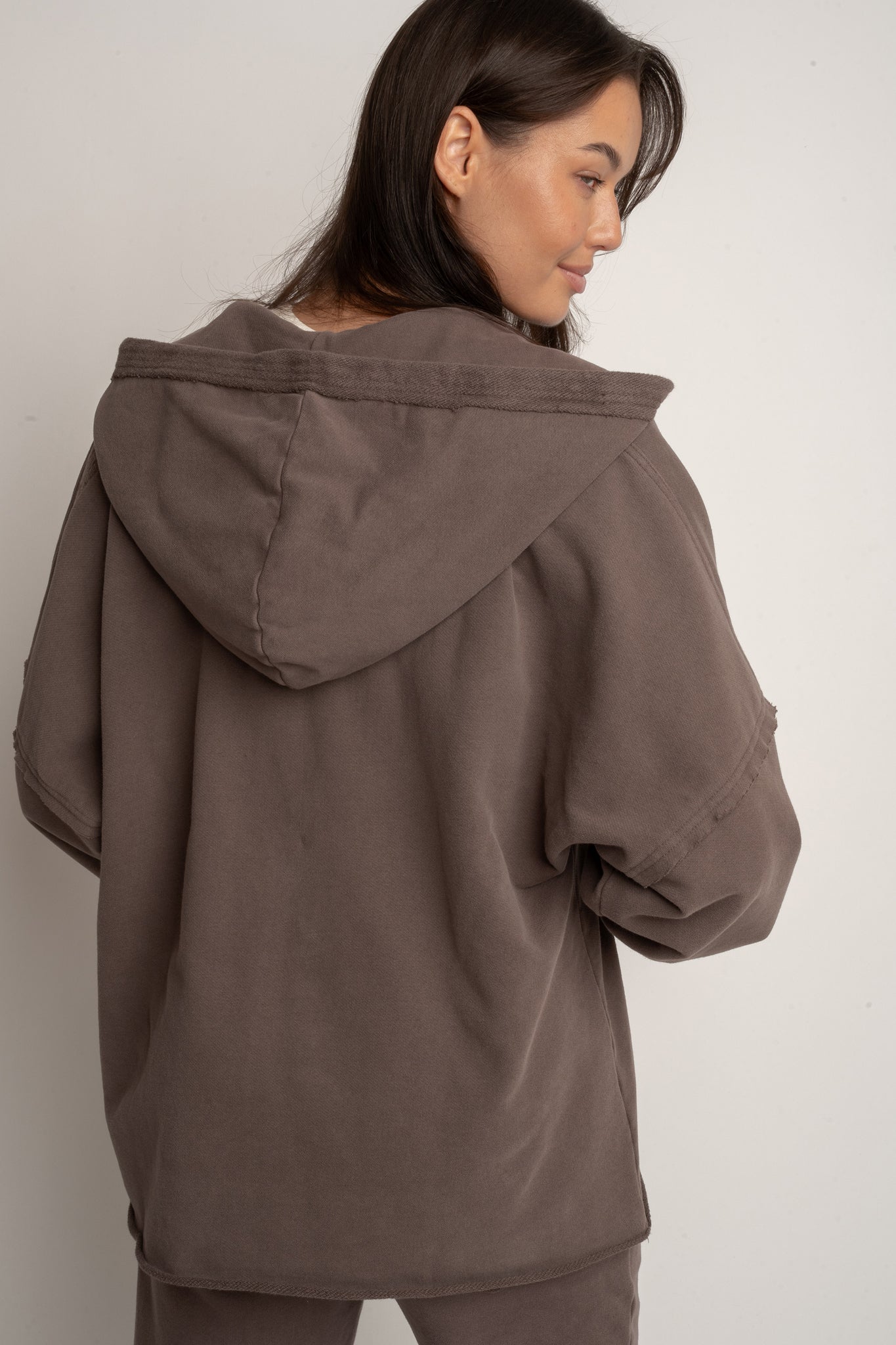 WASHED EFFECT HOODIE BROWN - LIMFJORD