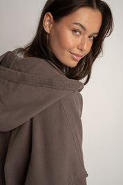 WASHED EFFECT HOODIE BROWN - LIMFJORD