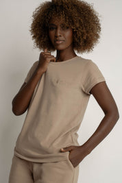 WOMEN'S LIGHT BROWN T-SHIRT - SALINA
